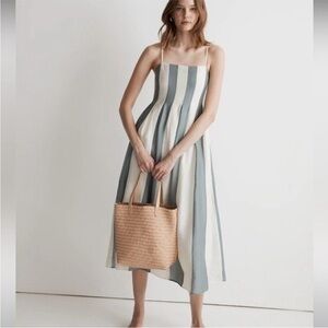 Madewell NWOT Plus Pleated Midi Dress in Stripe Size 14W